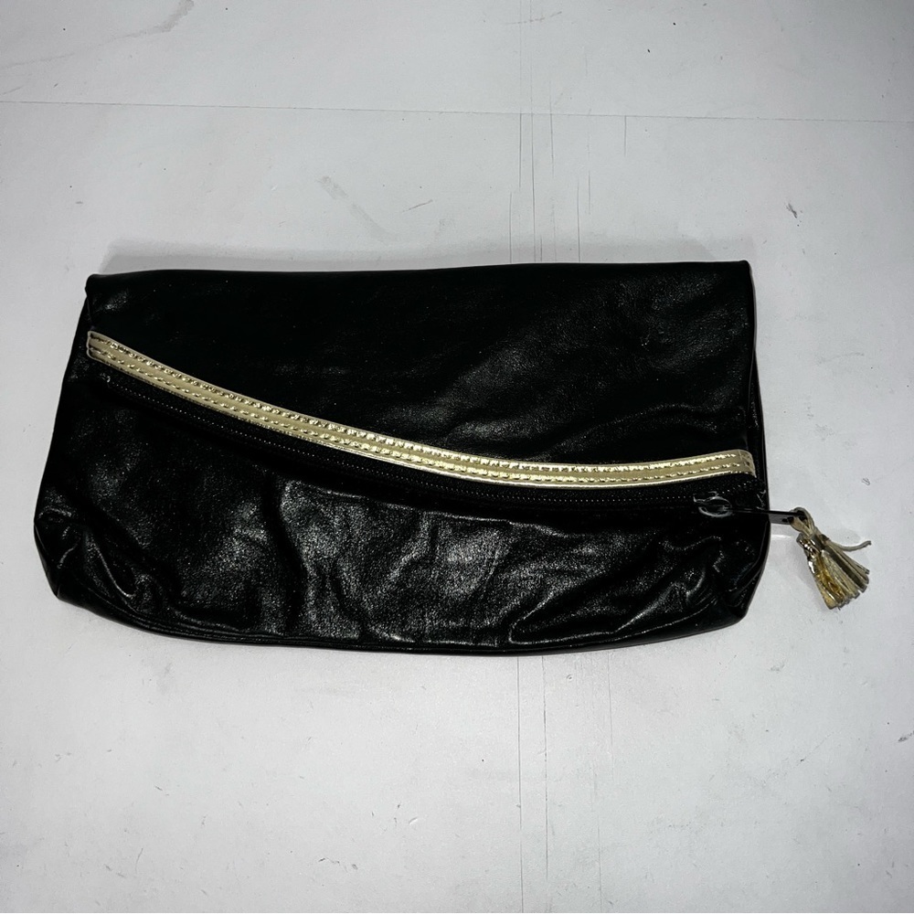 Vintage 80’s Leather Gold Trim Tassle Cluth